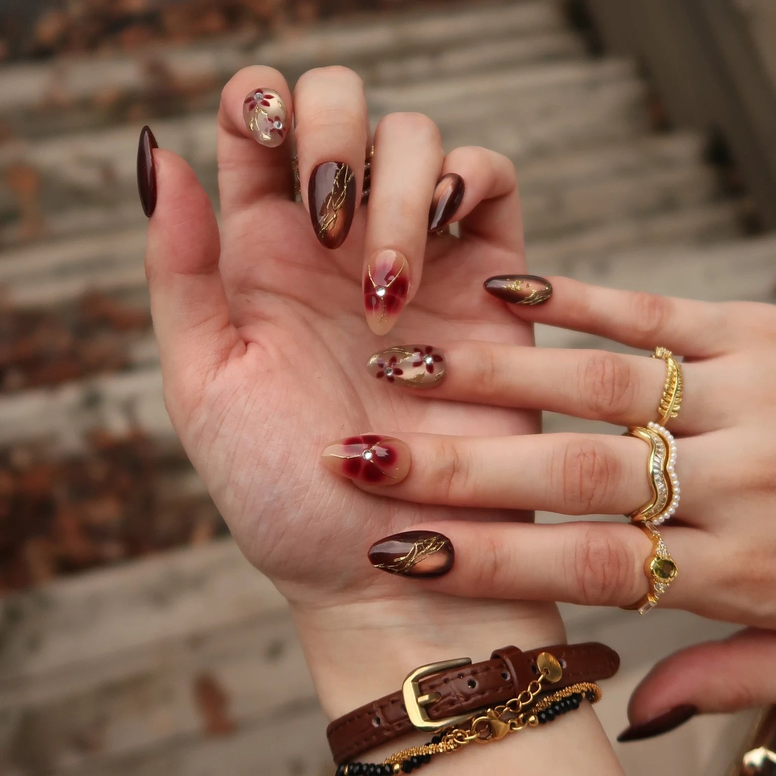 Rosewood - Ersa Nails Nude Red PressOnNails