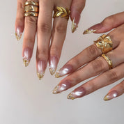 Rosy Dawn - Ersa Nails Nude Gold PressOnNails