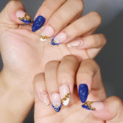 Royal Navy - Ersa Nails Nude Blue Gold PressOnNails