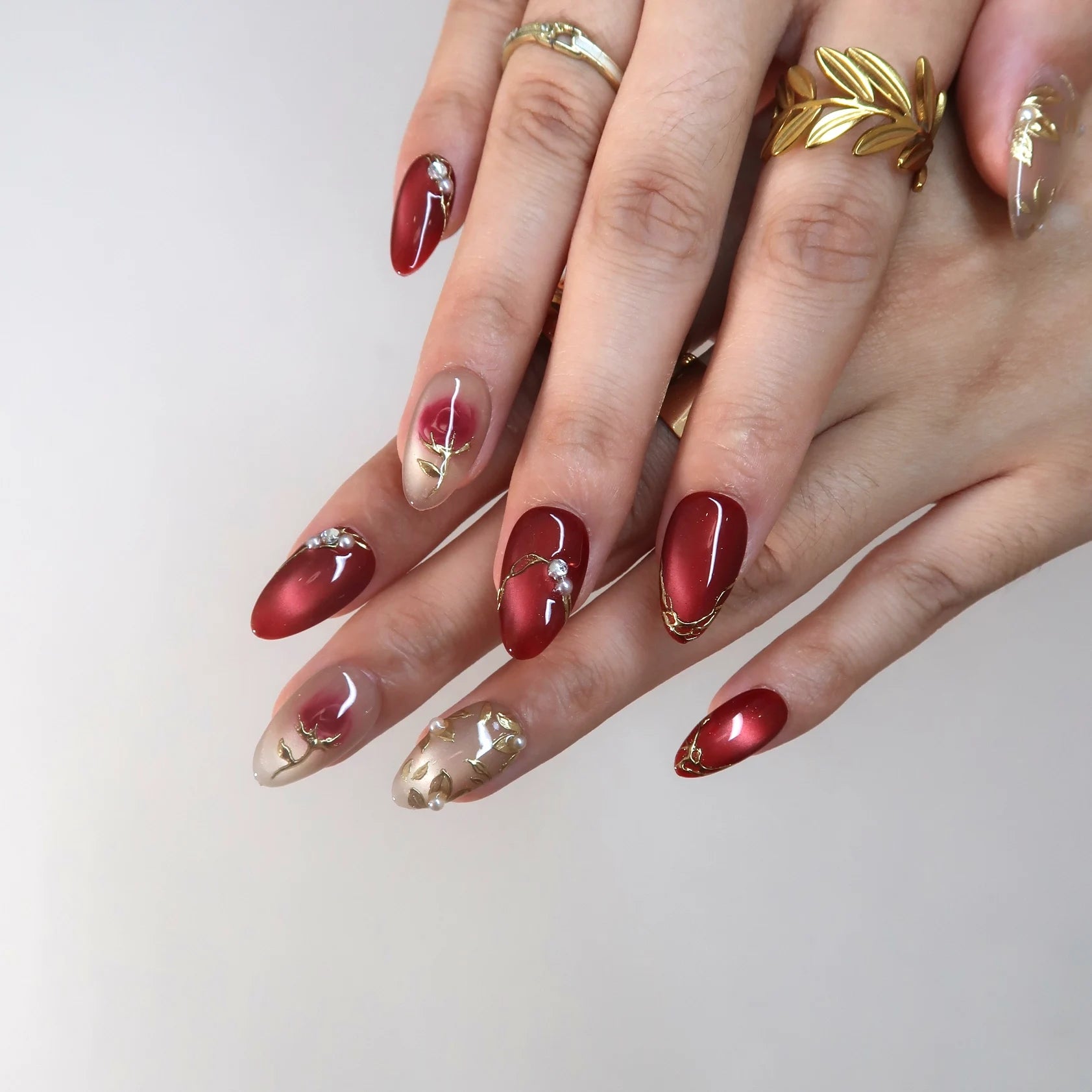 Ruby Hour - Ersa Nails Red Gold PressOnNails