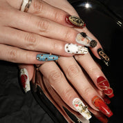 Sacred Icon - Ersa Nails Black Blue Red White Long Coffin PressOnNails