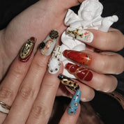 Sacred Icon - Ersa Nails Black Blue Red White Long Coffin PressOnNails