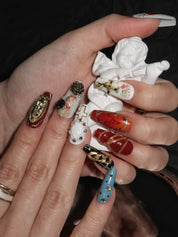 Sacred Icon - Ersa Nails Black Blue Red White Long Coffin PressOnNails