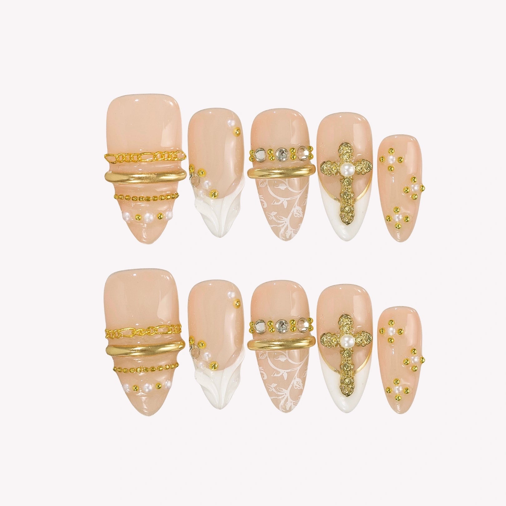 Saint Glow - Ersa Nails Nude White Gold PressOnNails