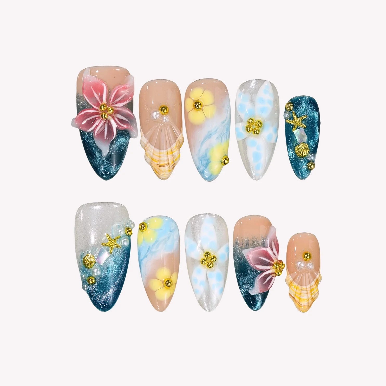 Salty Air - Ersa Nails Nude Blue PressOnNails