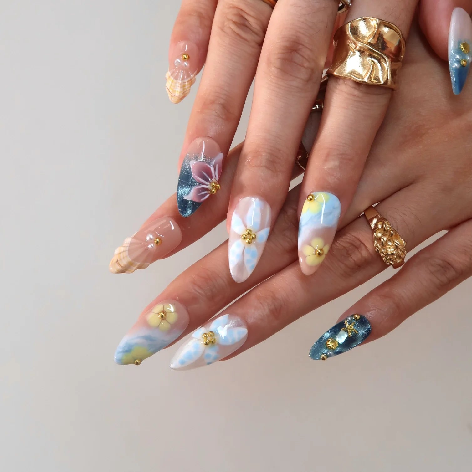 Salty Air - Ersa Nails Nude Blue PressOnNails