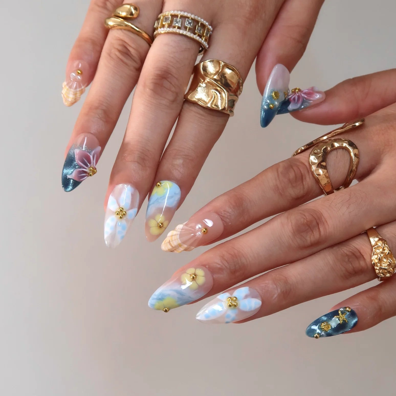 Salty Air - Ersa Nails Nude Blue PressOnNails