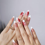 Scarlet Petals - Ersa Nails Nude White Red PressOnNails