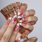 Scarlet Petals - Ersa Nails Nude White Red PressOnNails