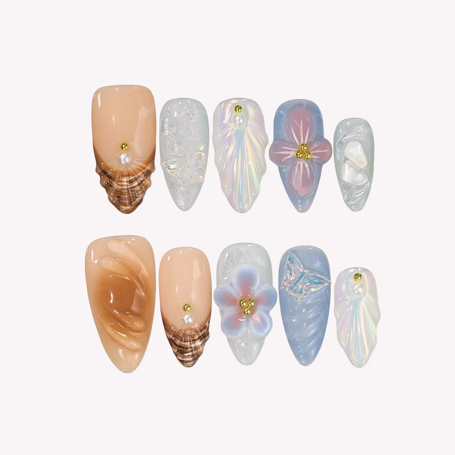 Sea Bling - Ersa Nails Nude Blue PressOnNails