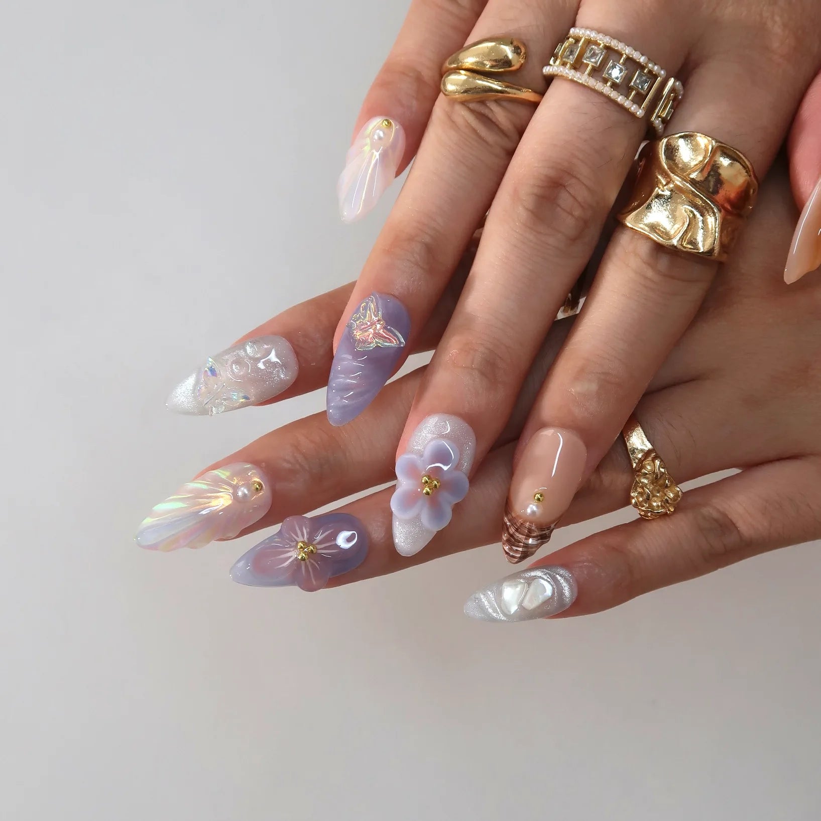Sea Bling - Ersa Nails Nude Blue PressOnNails