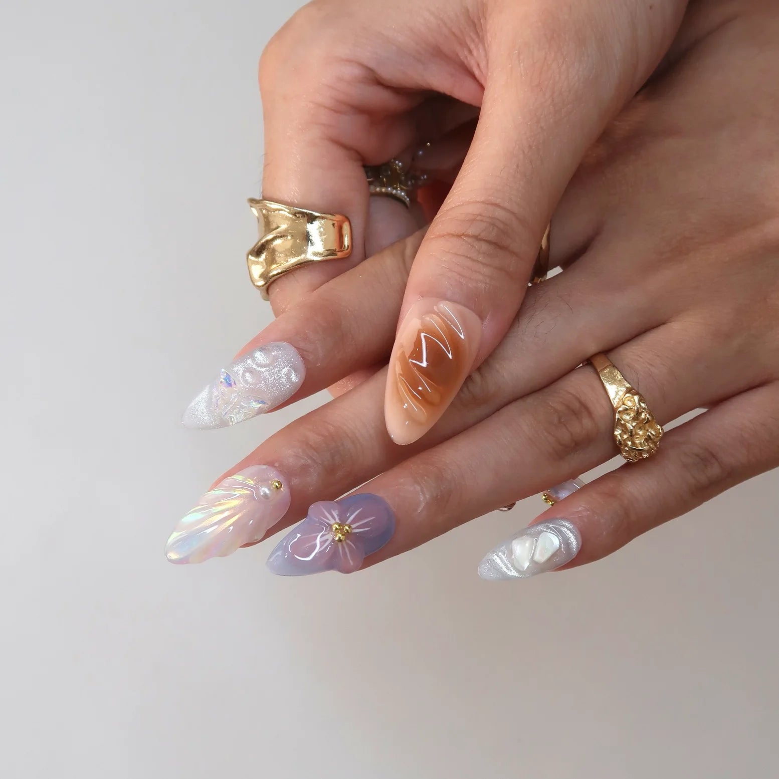 Sea Bling - Ersa Nails Nude Blue PressOnNails