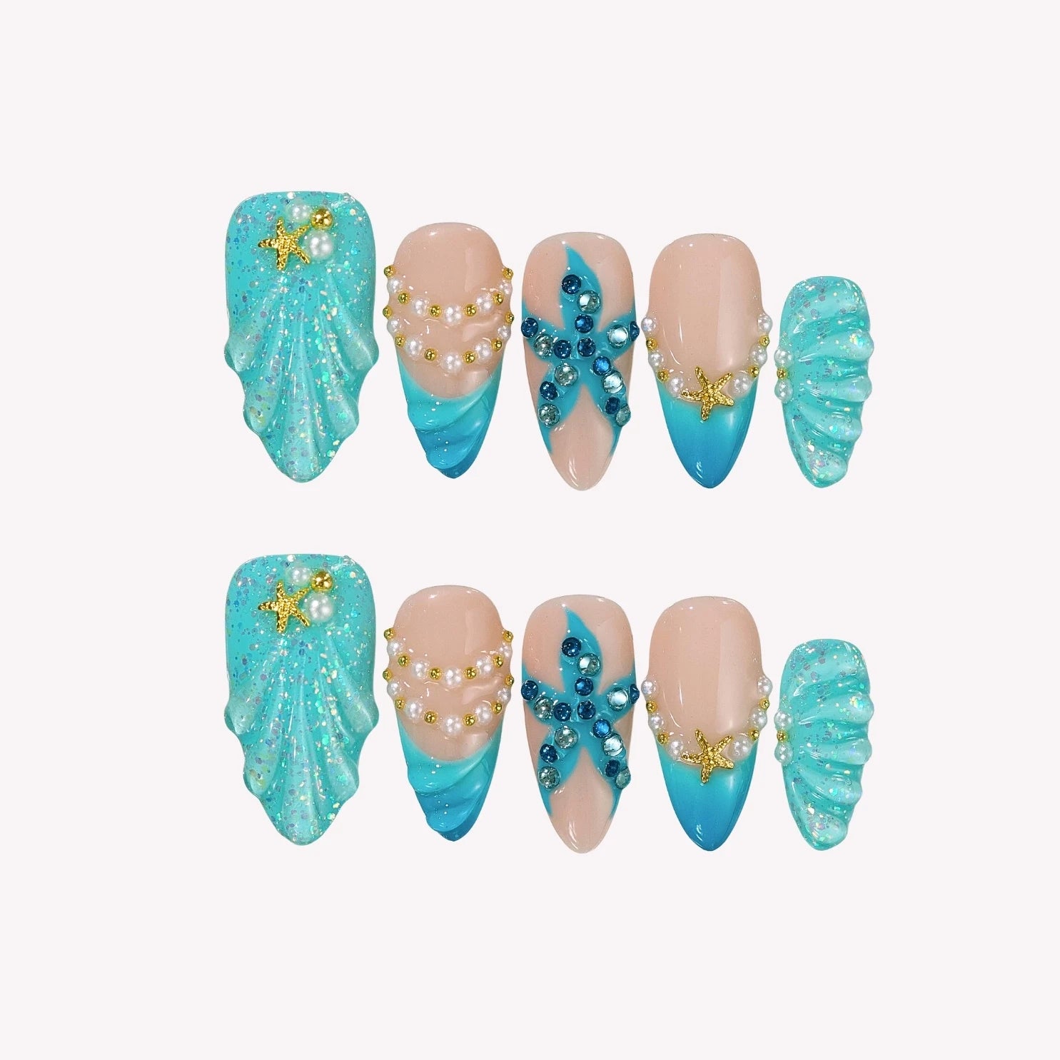 Sea Mood - Ersa Nails Nude Blue PressOnNails