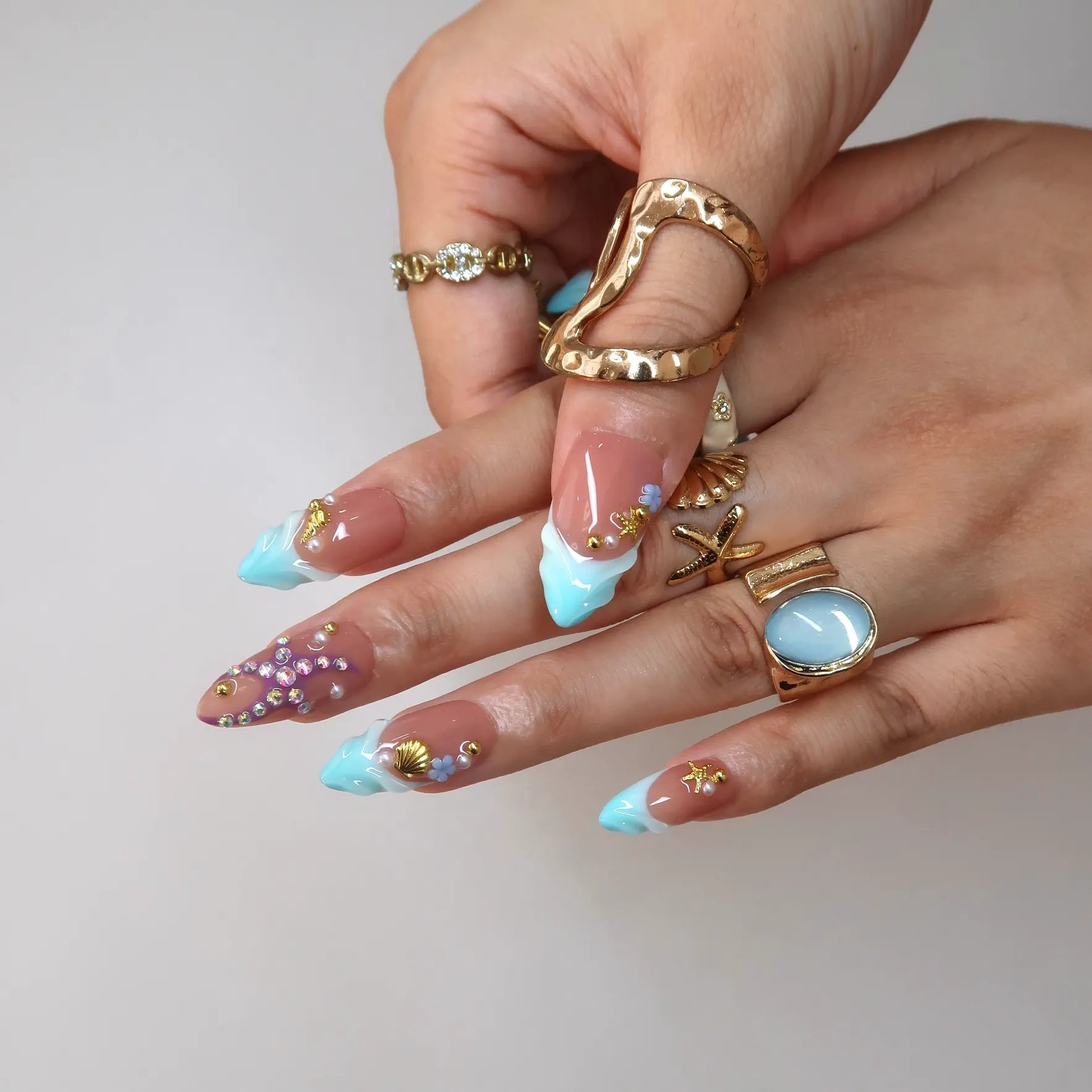 Sea Siren - Ersa Nails Blue Nude PressOnNails