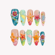Seas the Day - Ersa Nails Blue Orange PressOnNails