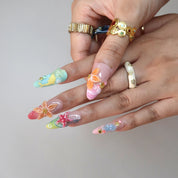 Seas the Day - Ersa Nails Blue Orange PressOnNails