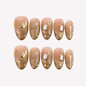 Shimmering Bliss - Ersa Nails Nude Gold PressOnNails