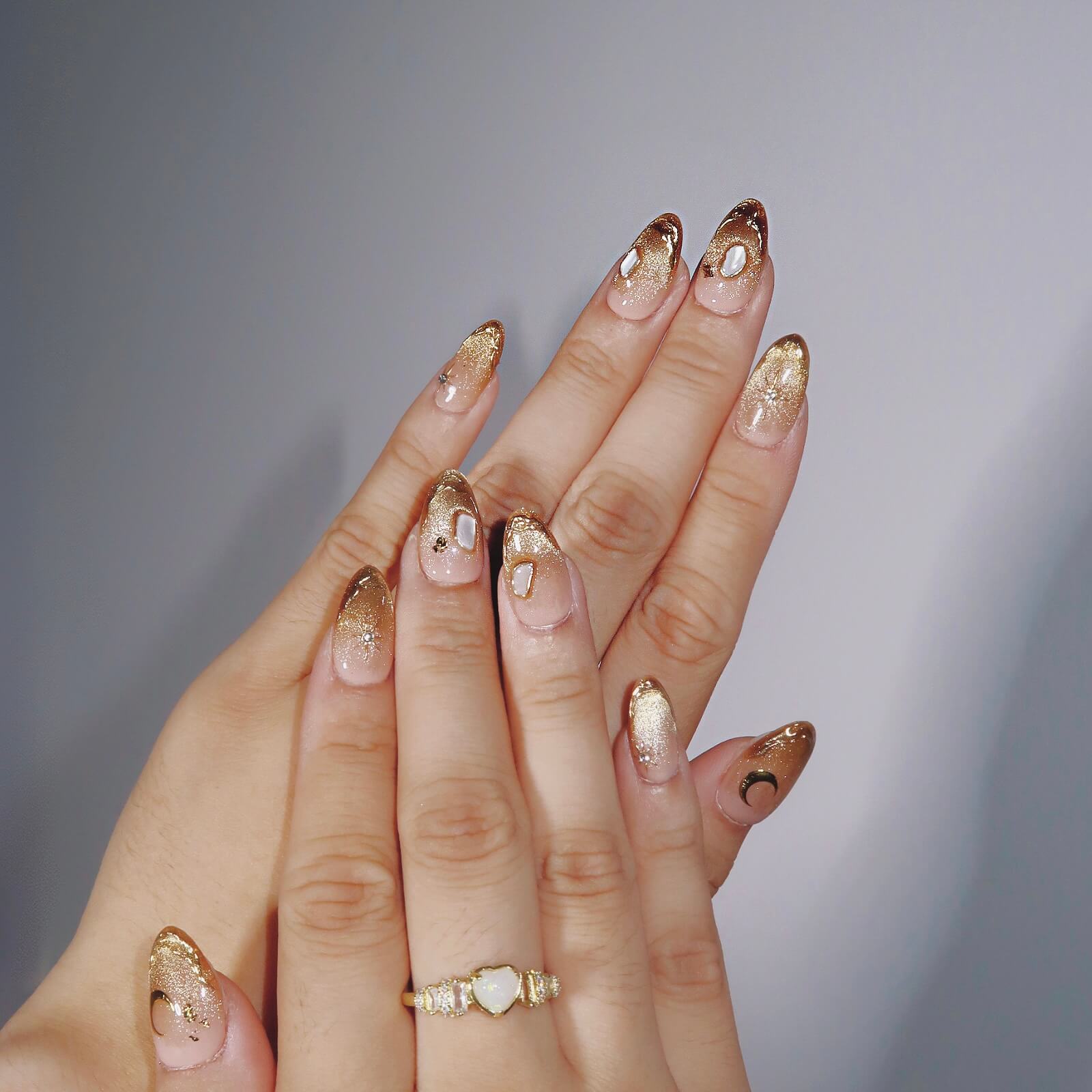 Shimmering Bliss - Ersa Nails Nude Gold PressOnNails