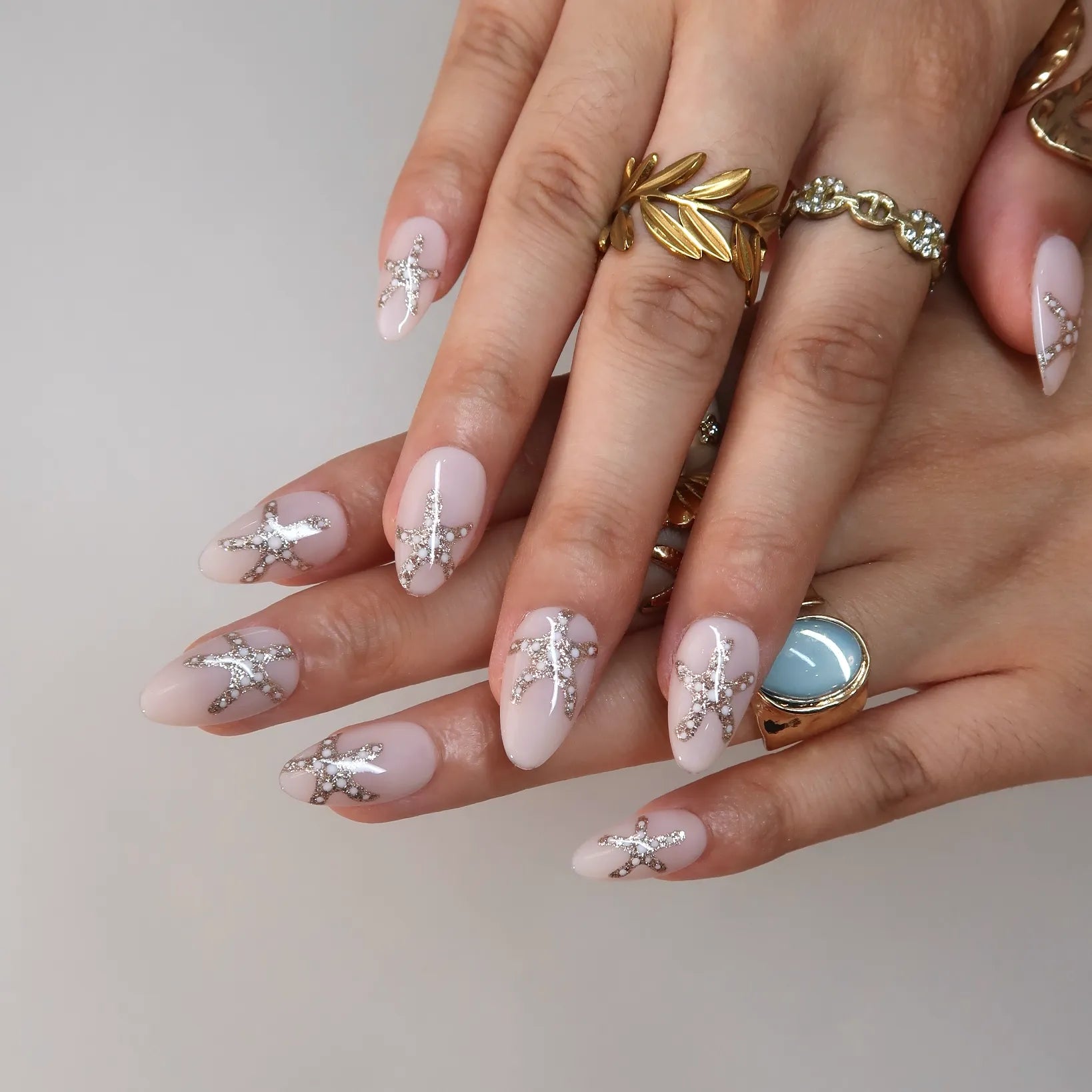 Shimmering Sea - Ersa Nails Silver Nude PressOnNails