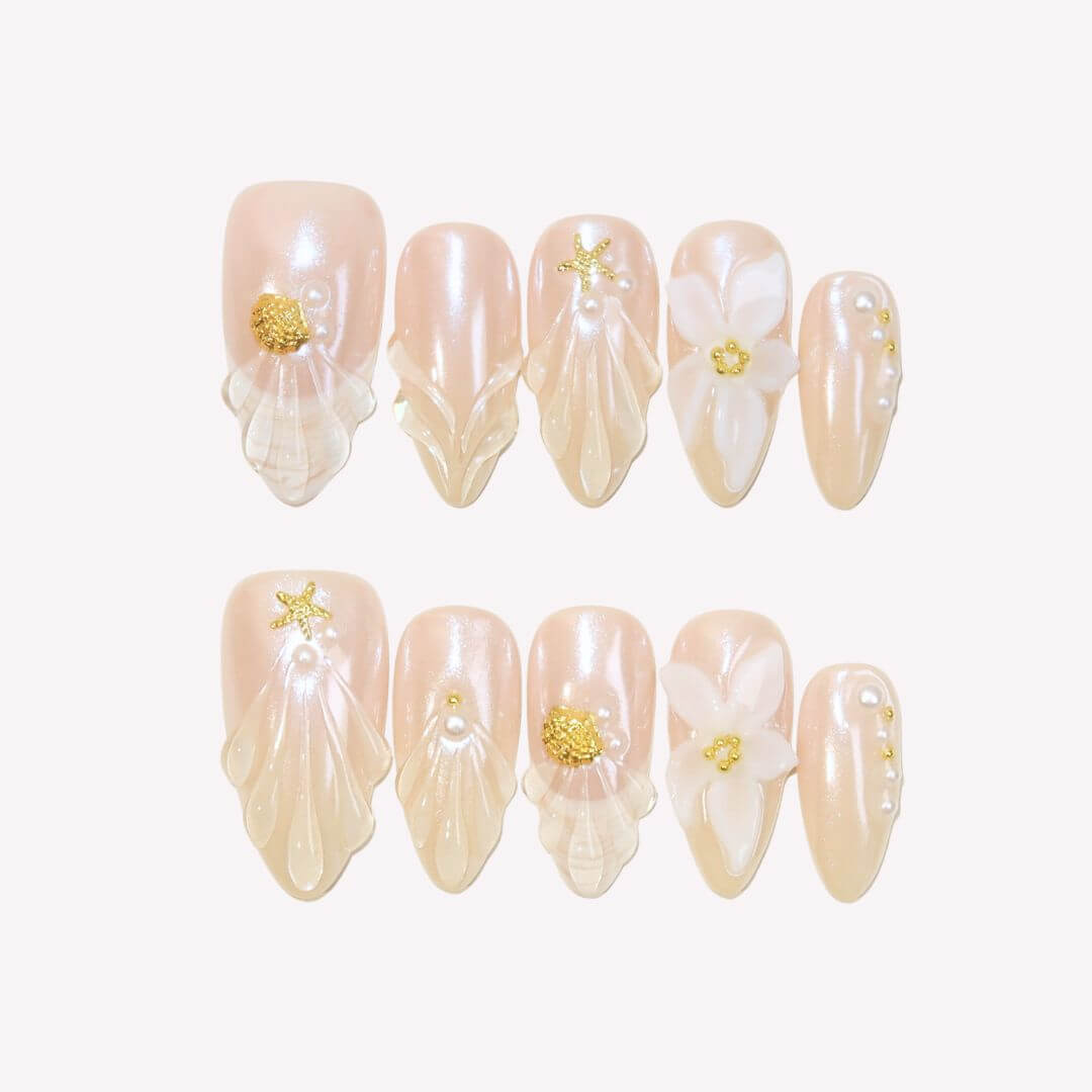 Silken Waves - Ersa Nails Nude White PressOnNails