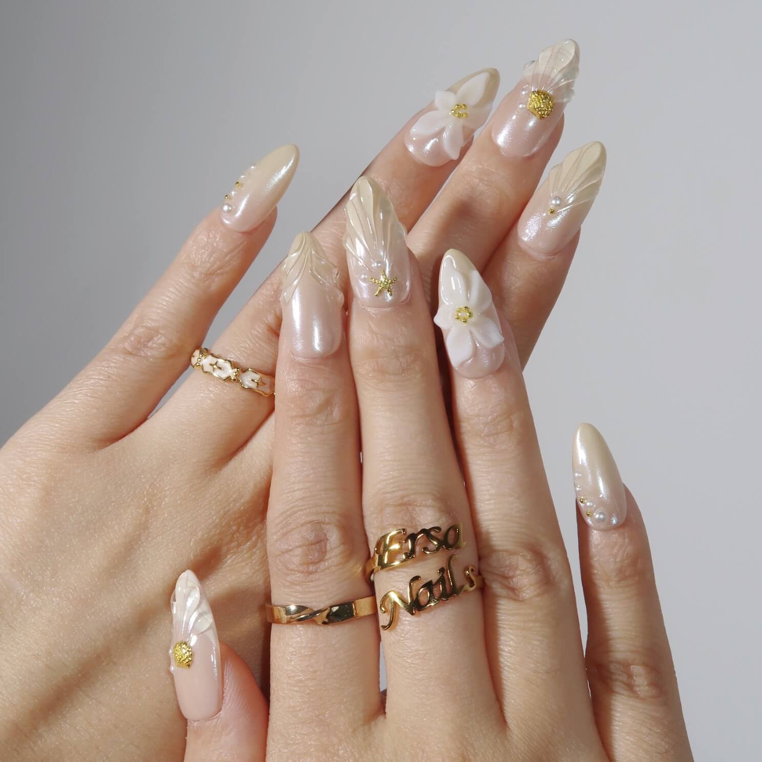 Silken Waves - Ersa Nails Nude White PressOnNails