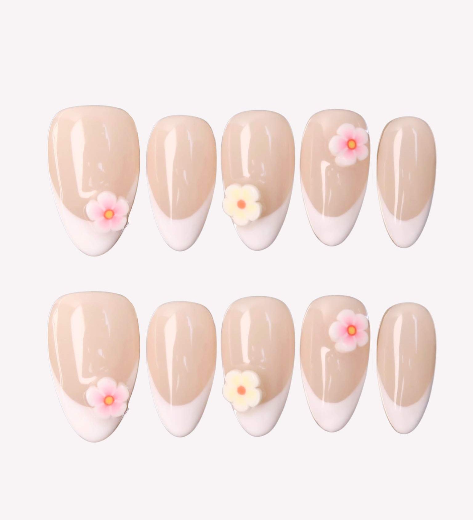 Small Blessings - Ersa Nails Nude White Pink PressOnNails