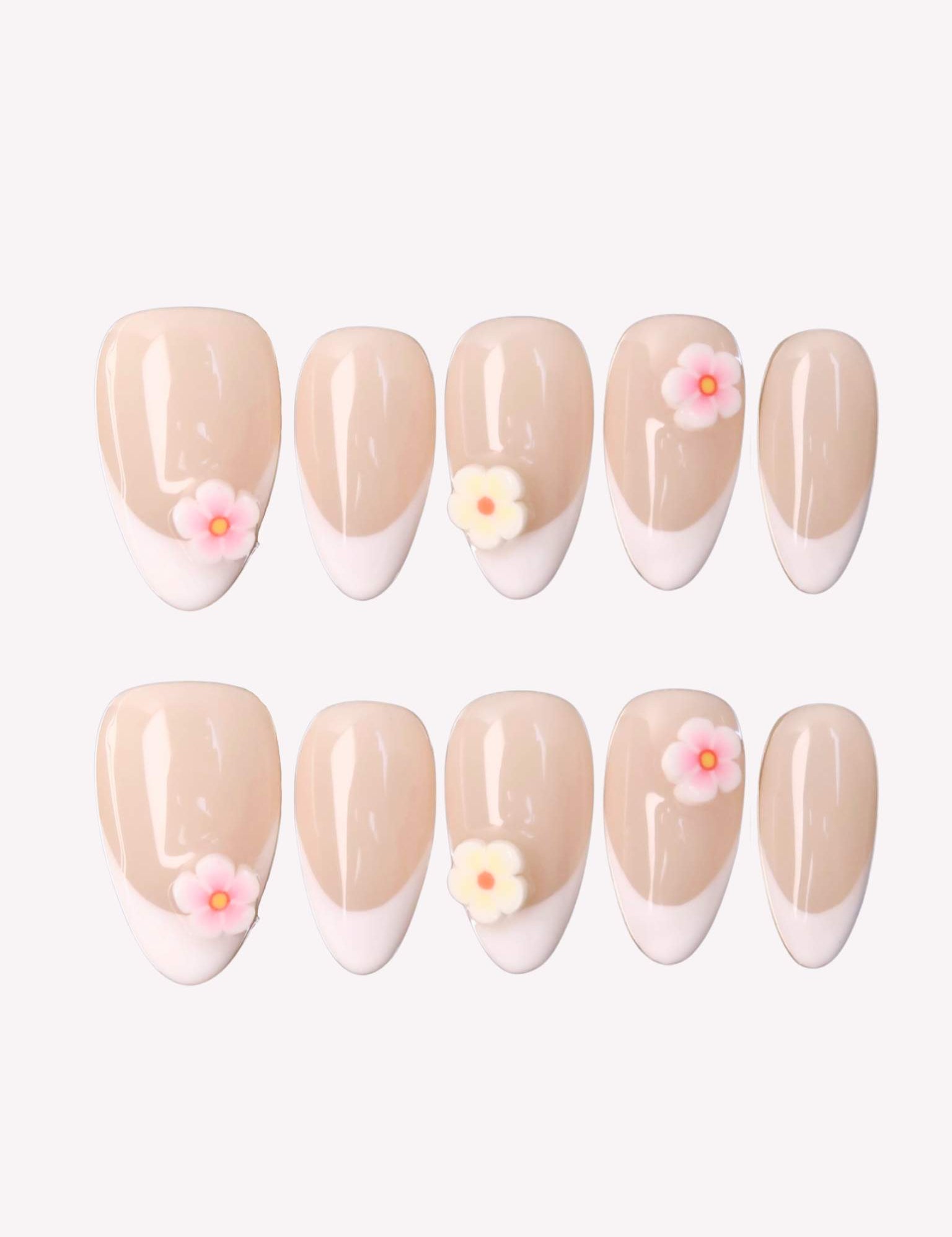 Small Blessings - Ersa Nails Nude White Pink PressOnNails