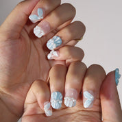 Soft Breeze - Ersa Nails White Blue PressOnNails