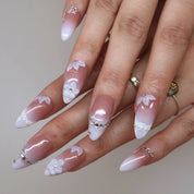 Soft Diamonds- Ersa Nails Nude White PressOnNails