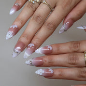 Soft Diamonds- Ersa Nails Nude White PressOnNails