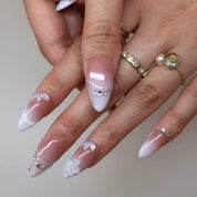 Soft Diamonds- Ersa Nails Nude White PressOnNails