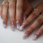 Soft Diamonds- Ersa Nails Nude White PressOnNails