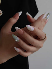 Soft Light - Ersa Nails White Pink Med Almond PressOnNails