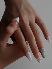 Soft Light - Ersa Nails White Pink Med Almond PressOnNails