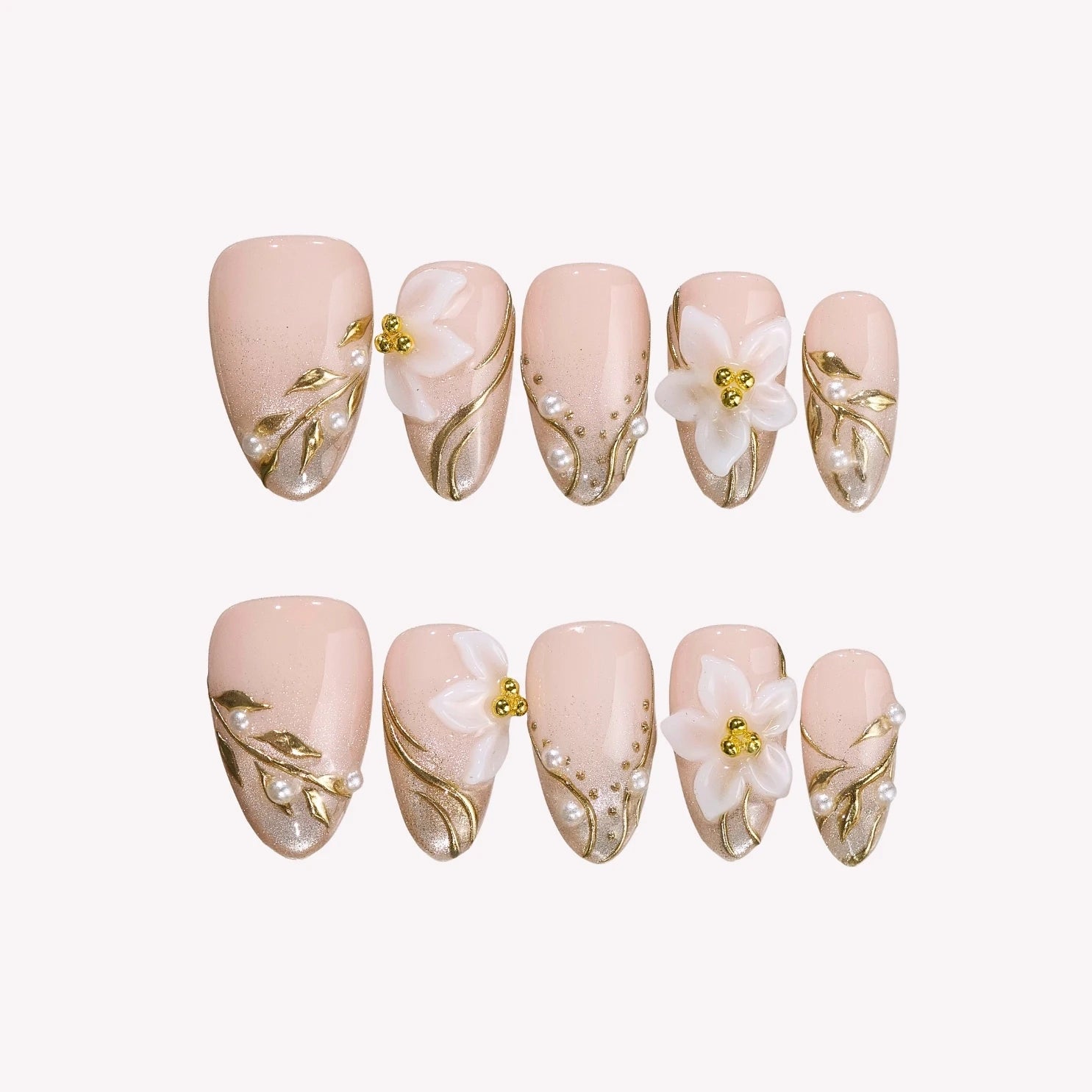 Soft Morning - Ersa Nails Nude Gold PressOnNails