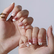 Soft Puppy - Ersa Nails Nude White Red PressOnNails