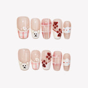 Soft Puppy - Ersa Nails Nude White Red PressOnNails