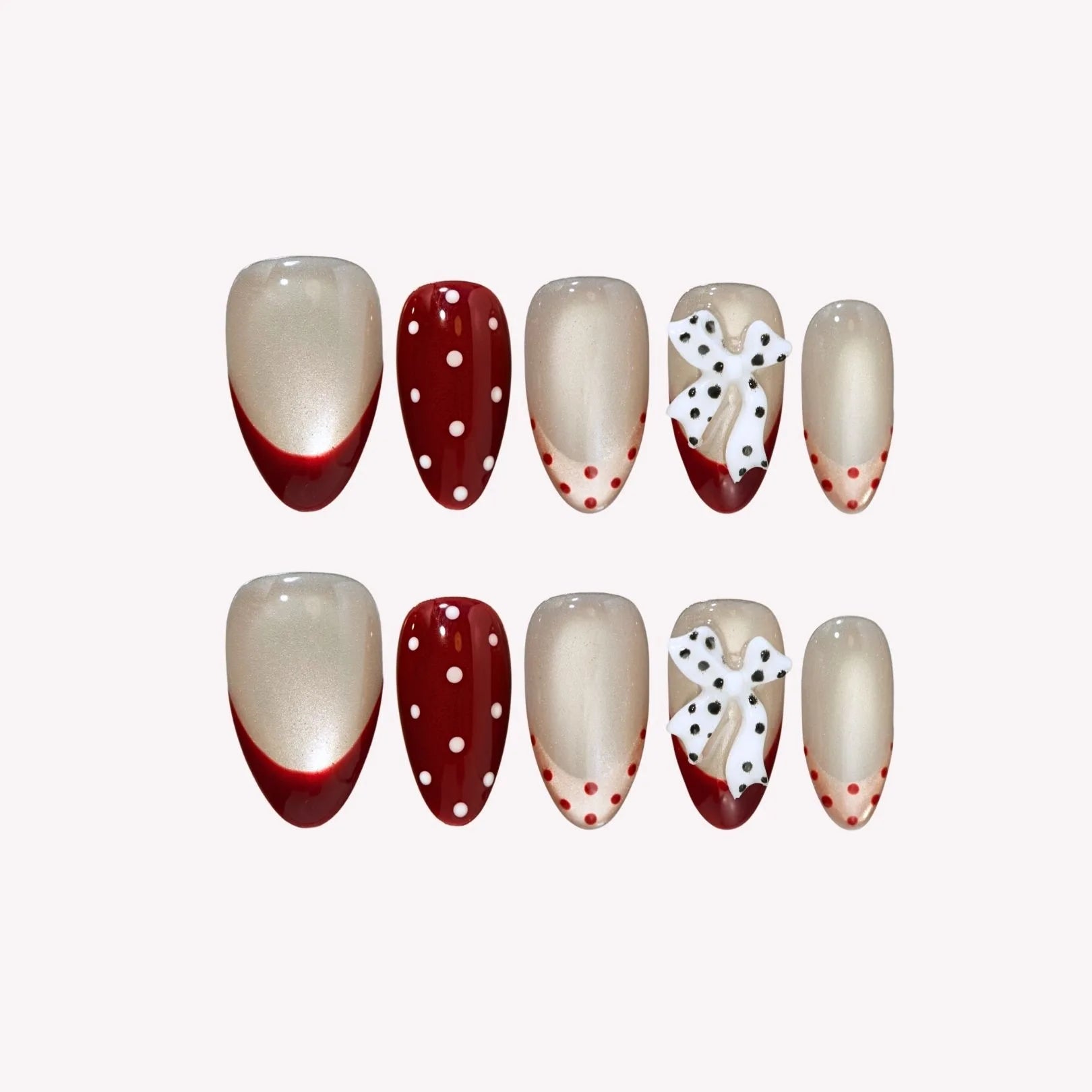 Softly Alluring - Ersa Nails Nude Red Short Almond Handmade Press On Nails