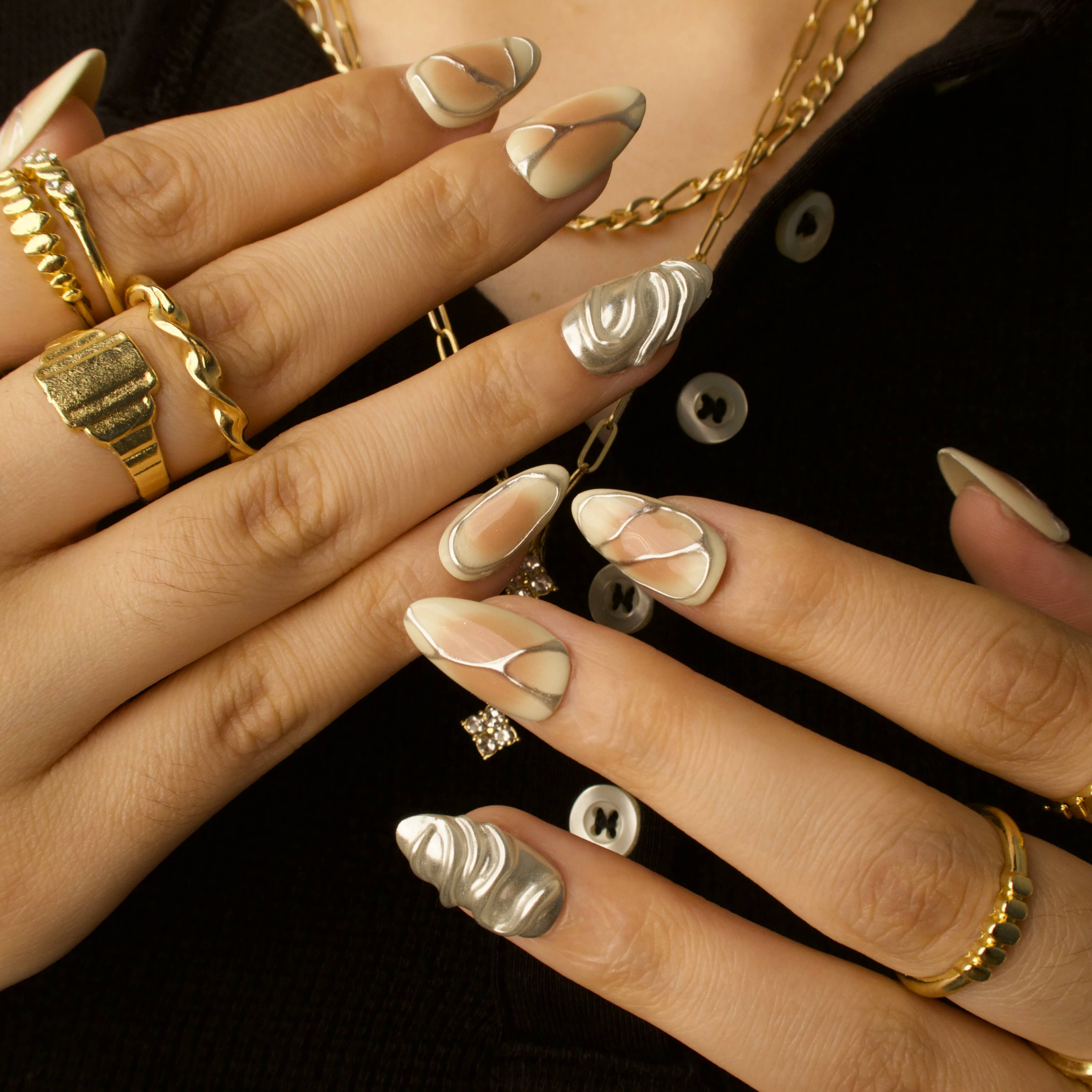 Spellbound - Ersa Nails Silver Pink PressOnNails