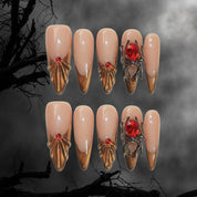 Spider Queen - Ersa Nails Nude Brown Gold PressOnNails