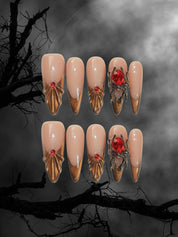 Spider Queen - Ersa Nails Nude Brown Gold PressOnNails