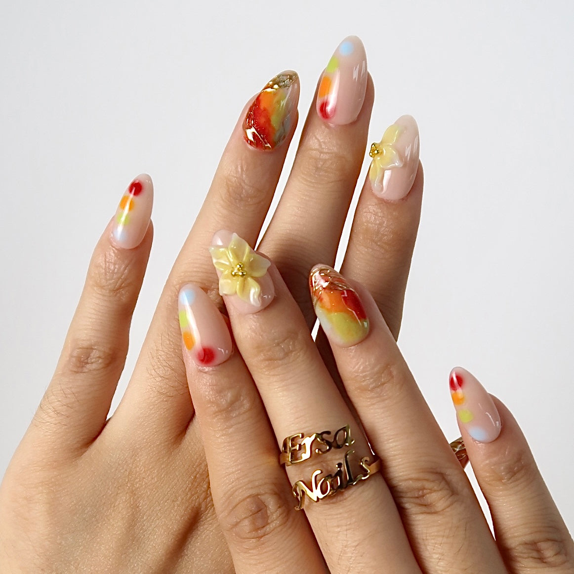 Splashy - Ersa Nails Nude Red Yellow PressOnNails