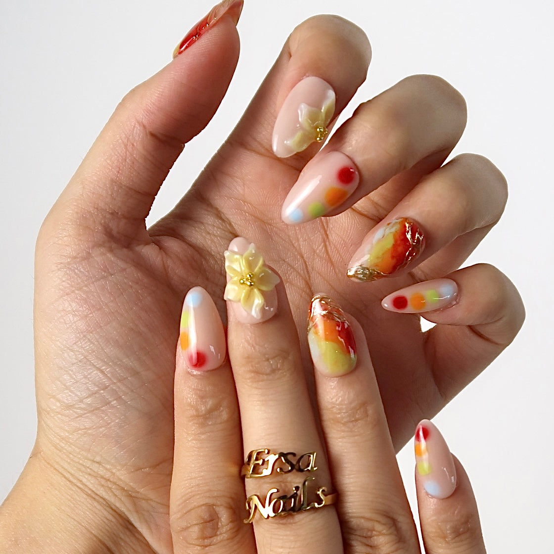 Splashy - Ersa Nails Nude Red Yellow PressOnNails