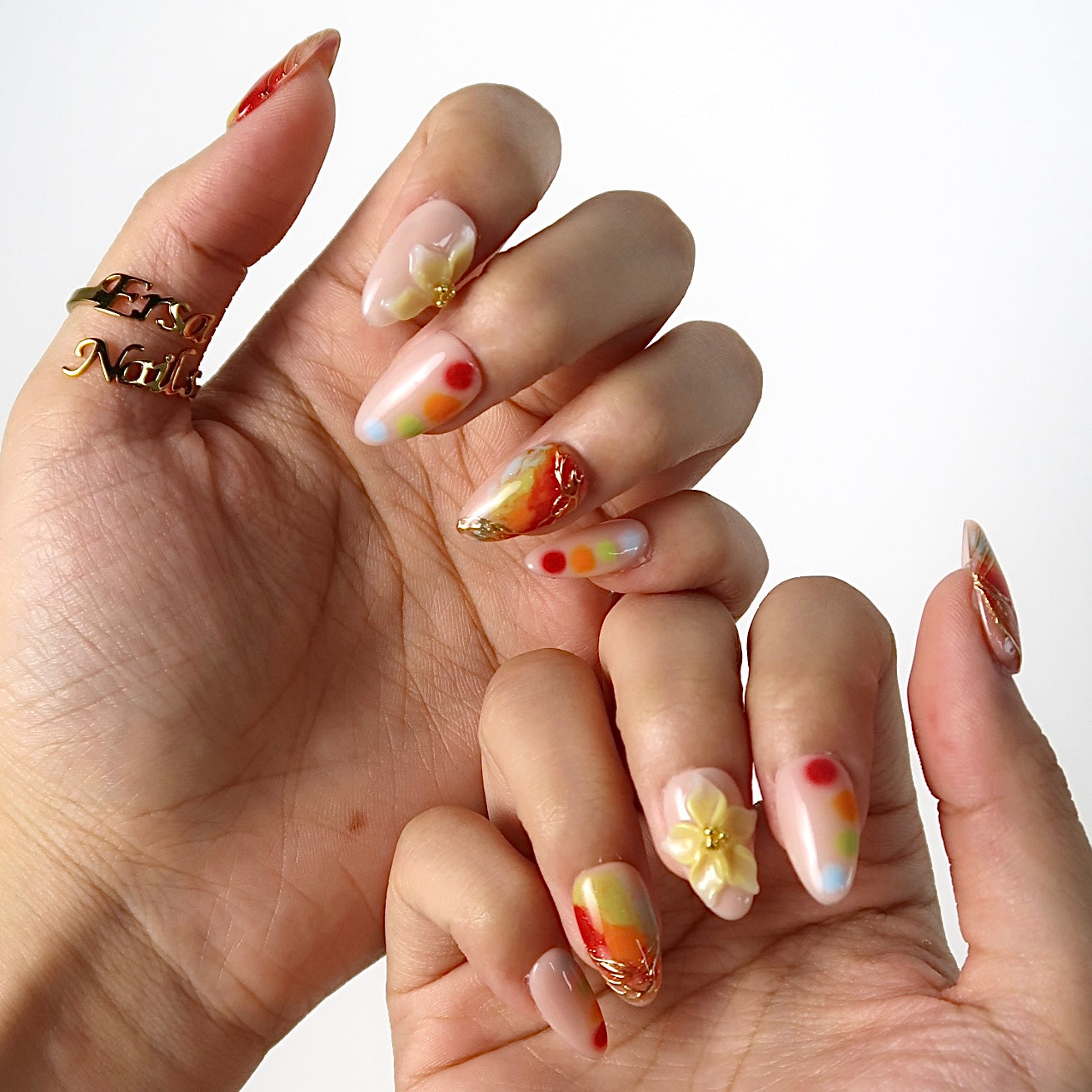 Splashy - Ersa Nails Nude Red Yellow PressOnNails