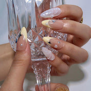 Stargazing - Ersa Nails White Nude Silver Med Almond PressOnNails