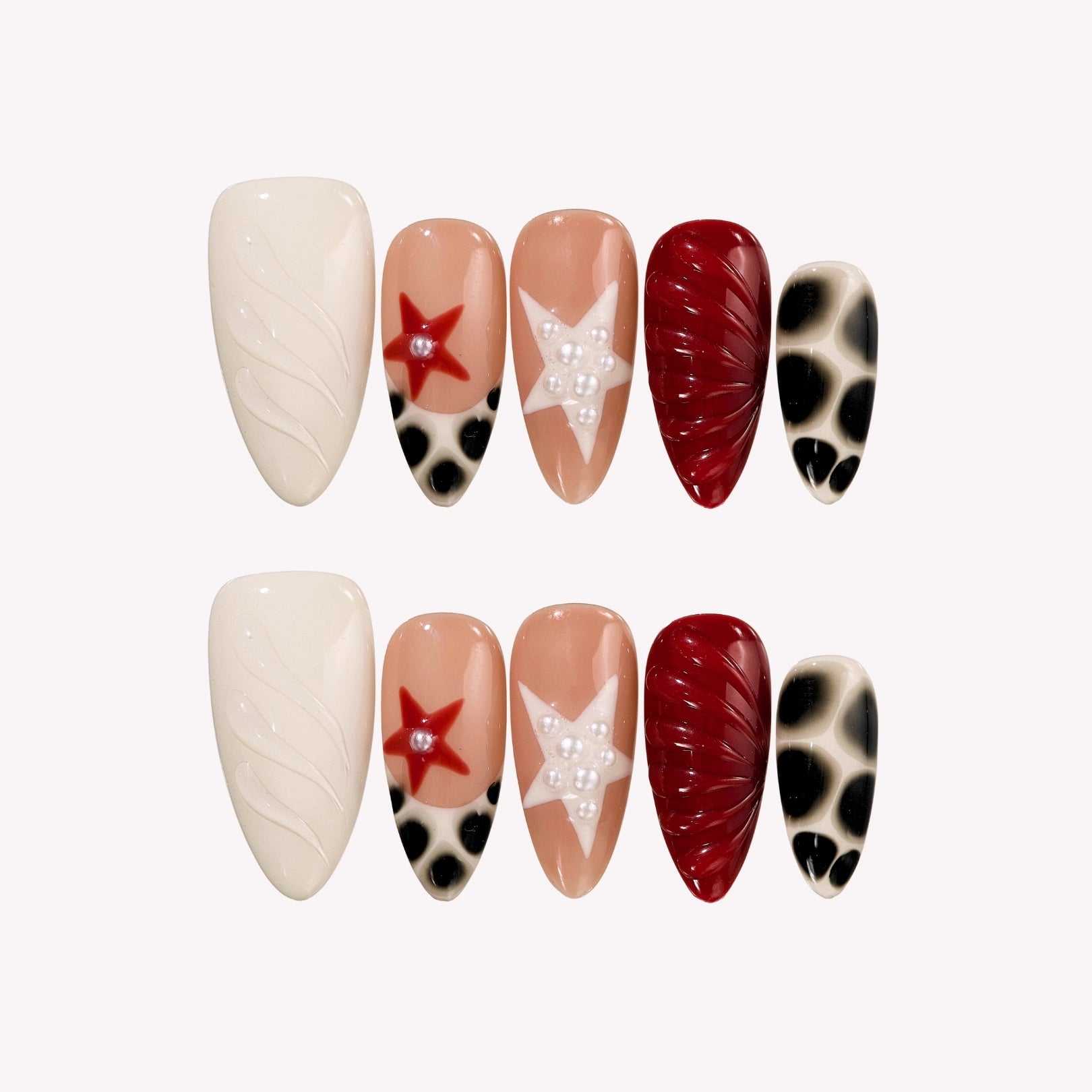 Starlet - Ersa Nails White Red PressOnNails