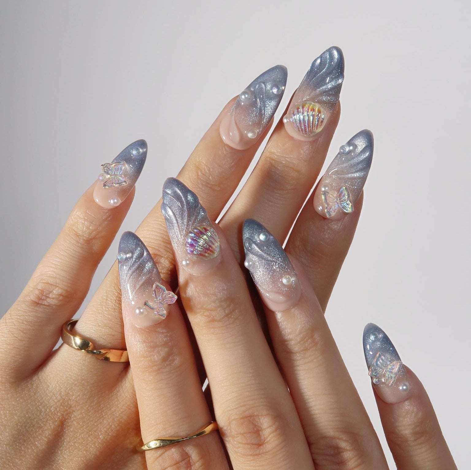 Starlit Fairytale - Ersa Nails Nude Silver PressOnNails