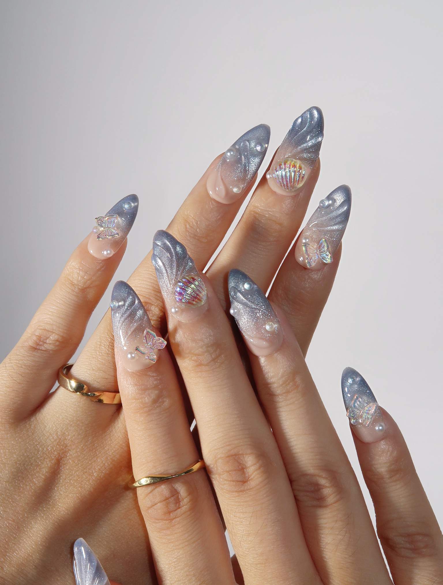 Starlit Fairytale - Ersa Nails Nude Silver PressOnNails