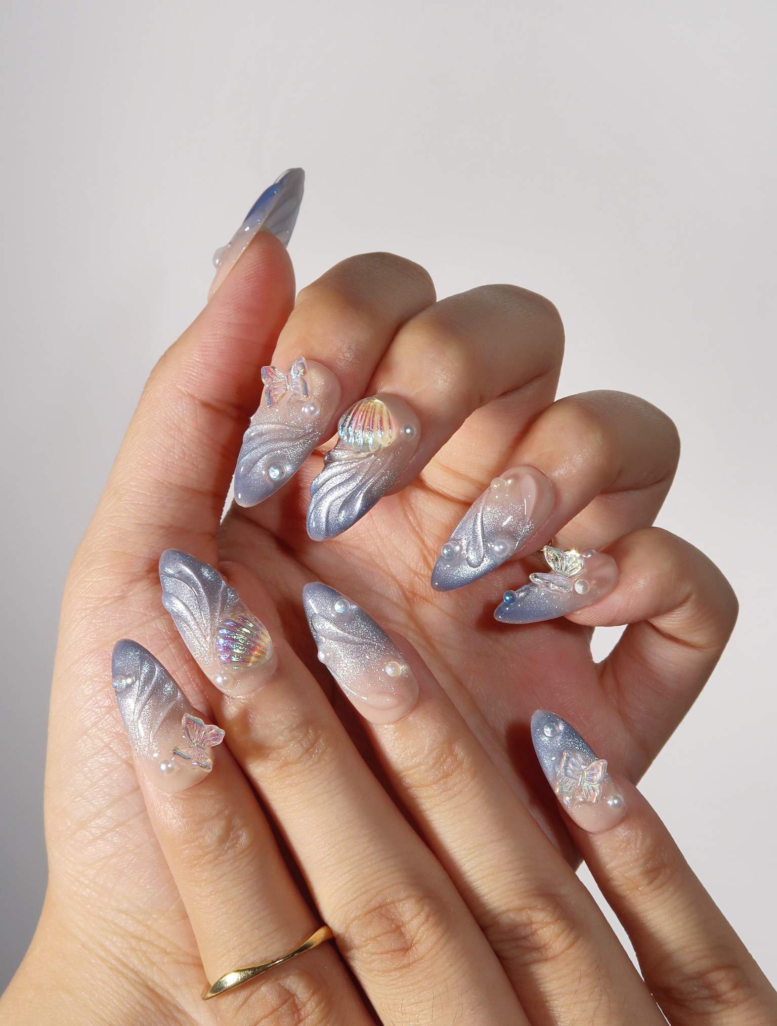 Starlit Fairytale - Ersa Nails Nude Silver PressOnNails