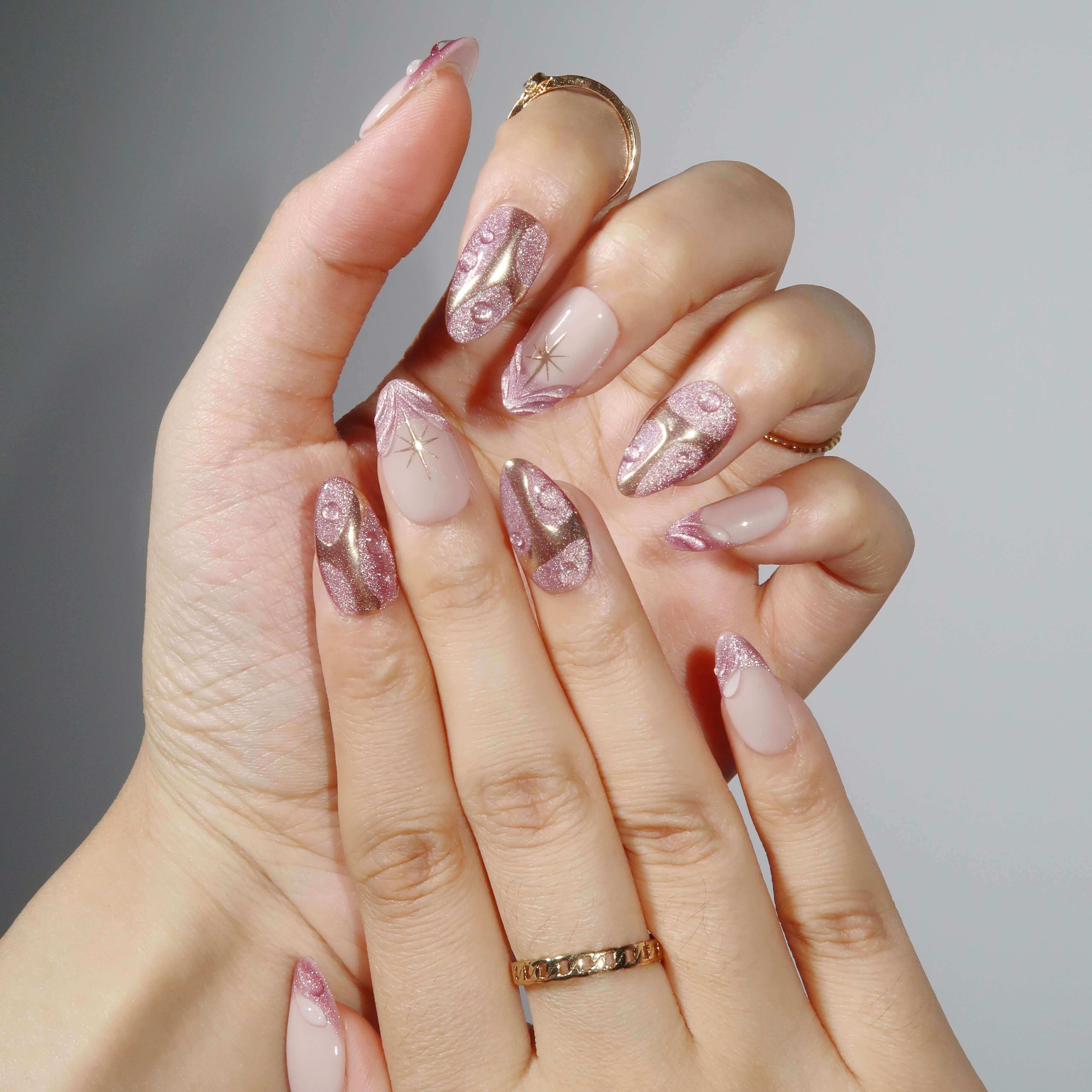 Starry Pink - Ersa Nails Pink Gold PressOnNails